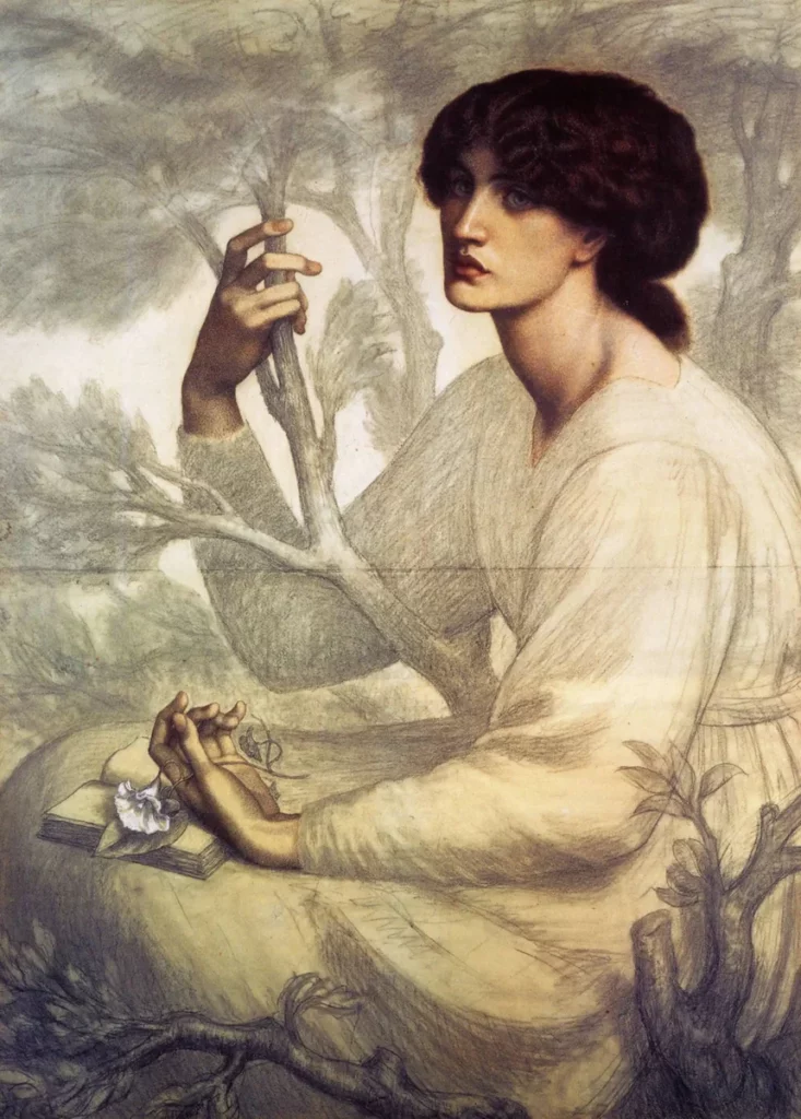 Tableau dessiner d'une femme pensive regardant l'horizon